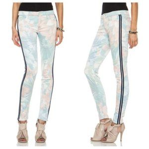 MOTHER The Looker Skinny Jeans in Surf's Up Floral Print with Racer Stripe